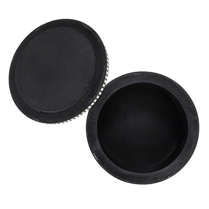 Hello Honey® 6.25" Black & White Spotted Round Reclaimed Wood Box