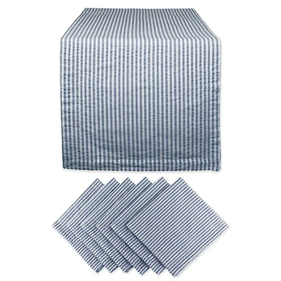 DII® French Blue Seersucker Table Runner & Napkin Set