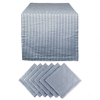 DII® French Blue Seersucker Table Runner & Napkin Set