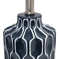 Lalia Home 22" Blue Moroccan Table Lamp with Fabric White Shade