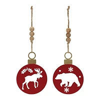 Metal Cut Out Bear & Moose Ornament Set