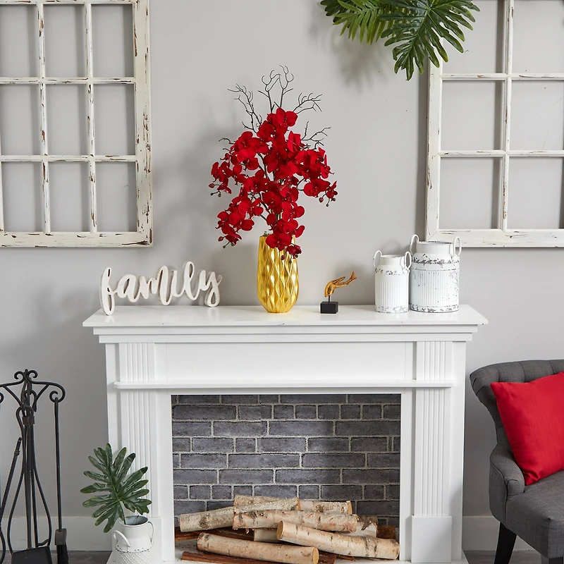 3ft. Red Moth Orchid Arrangement in Gold Vase