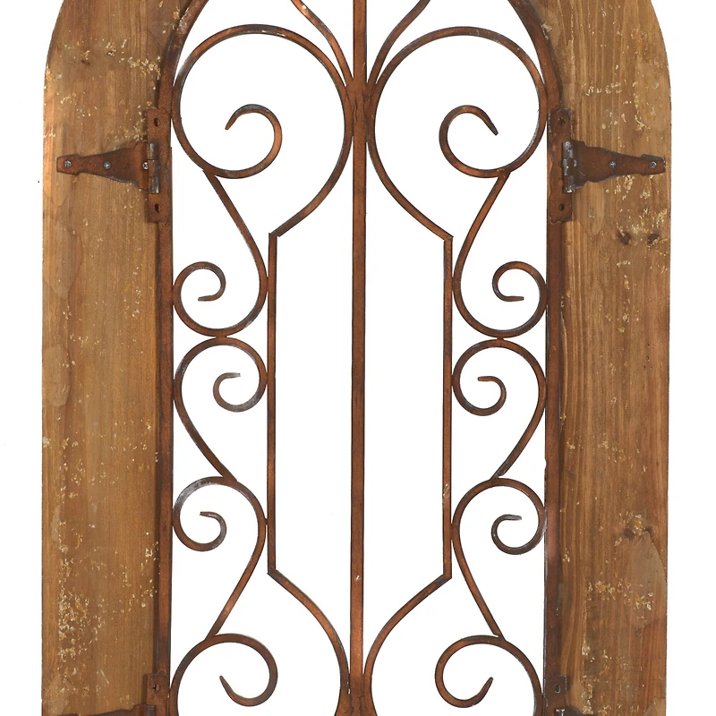 Brown Rustic Metal & Wood Arched Gate Wall Décor