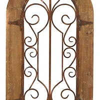 Brown Rustic Metal & Wood Arched Gate Wall Décor