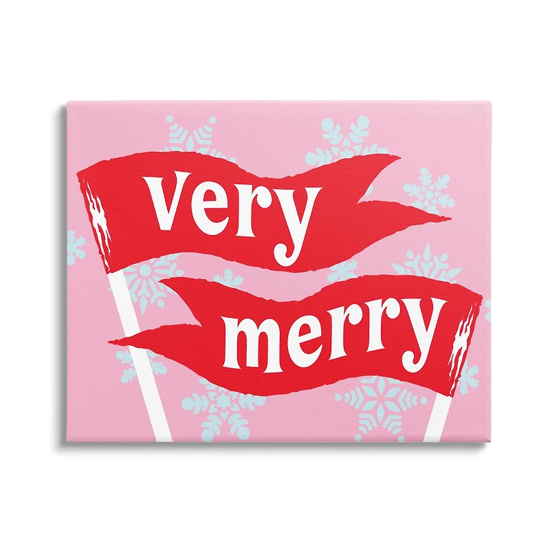 Stupell Industries Very Merry Bold Holiday Flags Canvas Wall Art