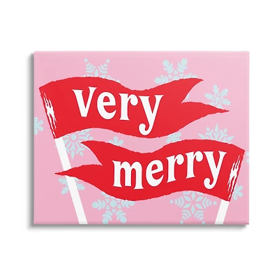 Stupell Industries Very Merry Bold Holiday Flags Canvas Wall Art