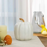 8" White Pumpkin Autumn Harvest Tabletop Decoration