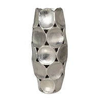 Silver Aluminum Geometric Open Framed Vase Set with Circular Plates