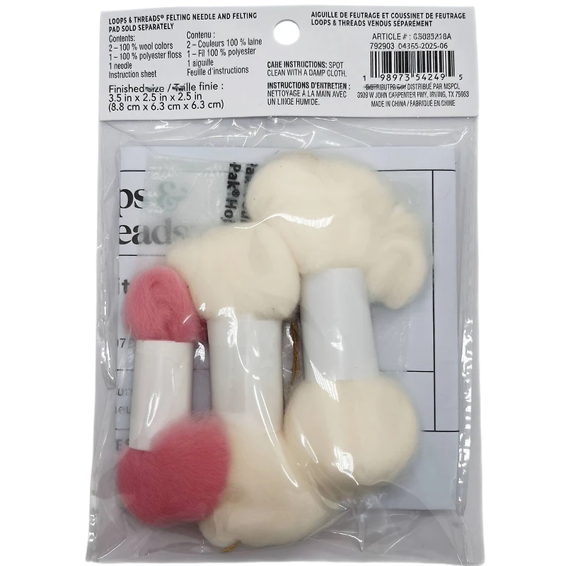 Christmas Pink & White Ball with Bow Felting Kit by Loops & Threads®