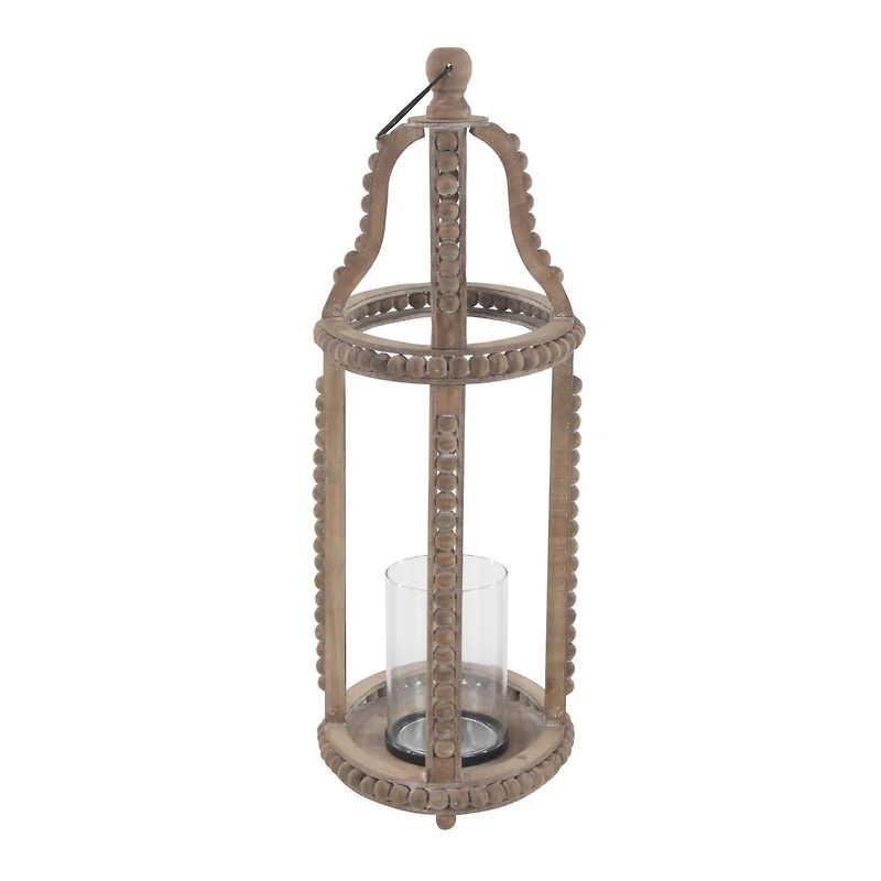 Brown Recycled wood Natural Candle Holder Lantern, 29" x 13" x 10"