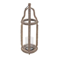 Brown Recycled wood Natural Candle Holder Lantern, 29" x 13" x 10"