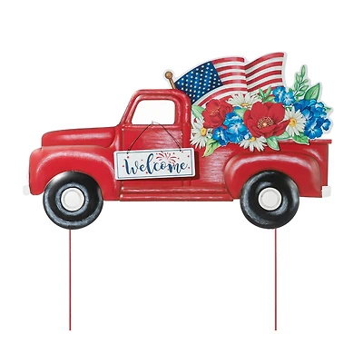Glitzhome® 23.5" Americana Red Truck Metal Yard Stake
