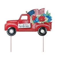 Glitzhome® 23.5" Americana Red Truck Metal Yard Stake