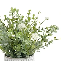 9.25" Premade Eucalyptus in Dotted Ceramic Pot by Ashland®