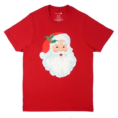 Red Vintage Santa Adult Crew Neck T-Shirt by Celebrate It