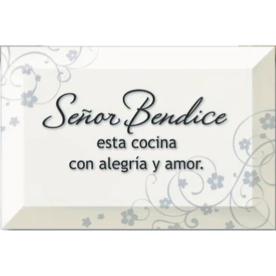 Señor Bendice: Lord Bless This Home Glass Plaque with Easel