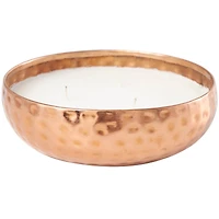 7" White Tropical Breeze Scented 3-Wick Candle with Hammered Copper Container