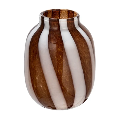 Hello Honey® 9" Brown & White Striped Glass Vase