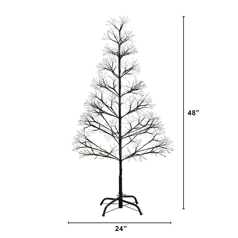 4ft. Pre-Lit Artificial Halloween Black Starburst Tree with 800 Fairy Warm White LED Lights