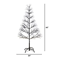 4ft. Pre-Lit Artificial Halloween Black Starburst Tree with 800 Fairy Warm White LED Lights