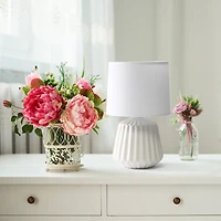 Simple Designs 11.3" Petite Off White Pleated Base Table Lamp