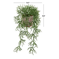 14" Faux Cascading Artificial Plant with Geometric Terracotta Pot