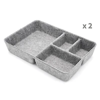 Welaxy 2 Piece Felt 4 Compartment Drawer Organizer Trays