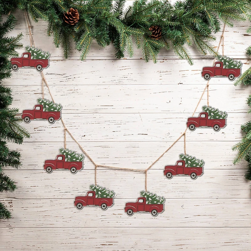 Glitzhome® 6ft. Christmas Red Truck Garland, 2ct.