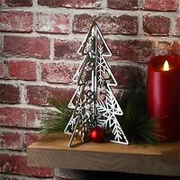 10" & 7" Silver Wood Christmas Trees Table Décor