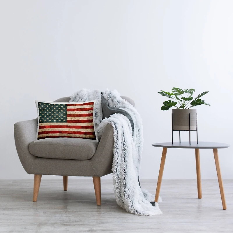 Stupell Industries Rustic American Flag, Rustic American Flag Decorative Printed Throw Pillow