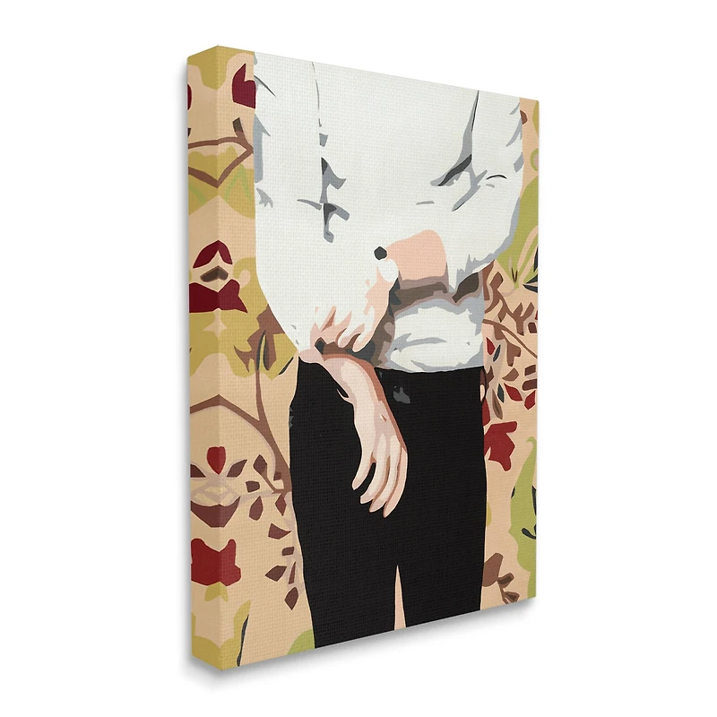 Stupell Industries Glam Man Rolling Up Sleeve over Floral Pattern Canvas Wall Art