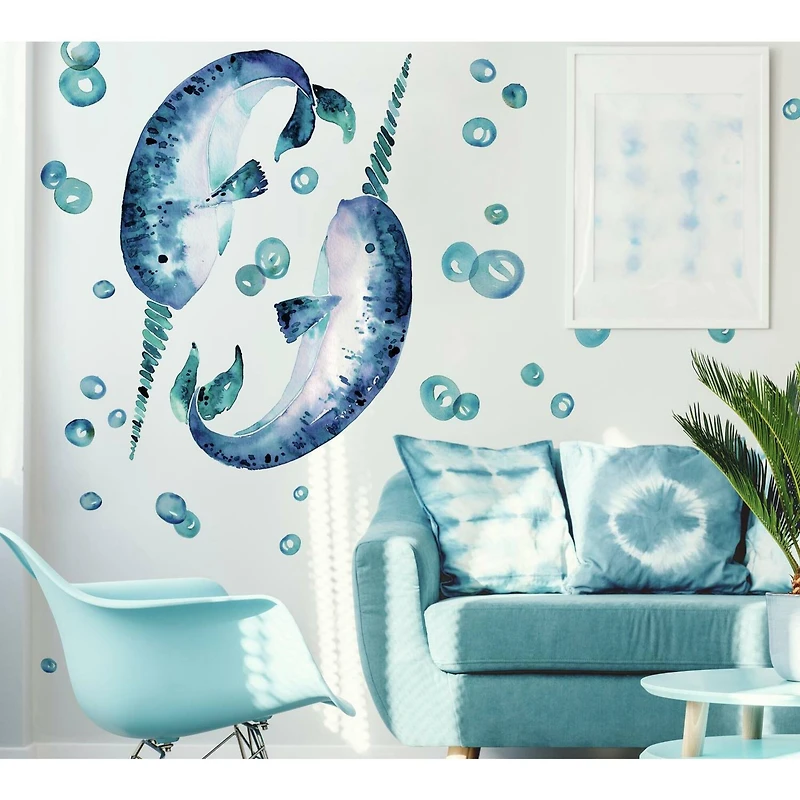 RoomMates Catcoq Narwhal Peel & Stick Giant Wall Decals