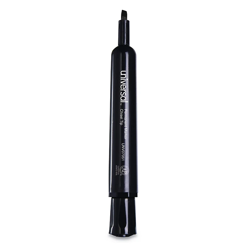 12 Packs: 12 ct. (144 total) Universal Black Broad Chisel Tip Permanent Marker Set