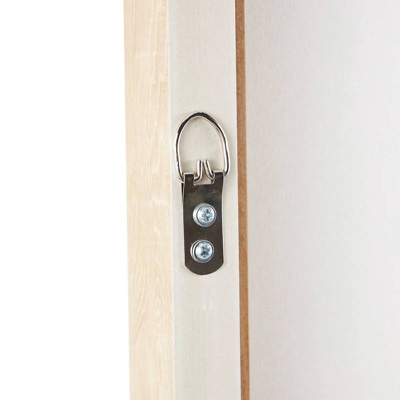 33" x 49", White Wooden Geometric Home Wall Décor with Abstract Circles and Brown Wooden Frame