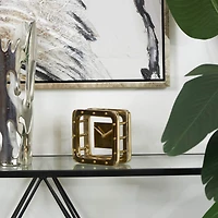 6" Gold Aluminum Geometric Floating Clock