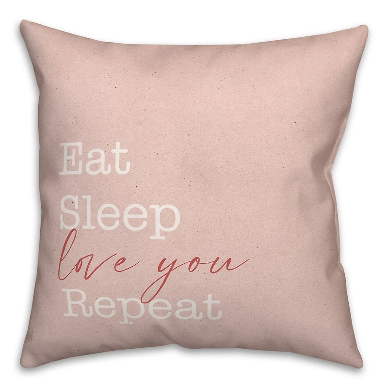 Eat Sleep Love Throw Pillow, 18" x 18"