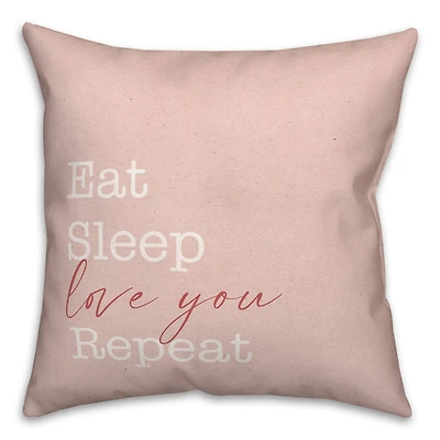 Eat Sleep Love Throw Pillow, 18" x 18"