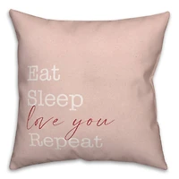 Eat Sleep Love Throw Pillow, 18" x 18"