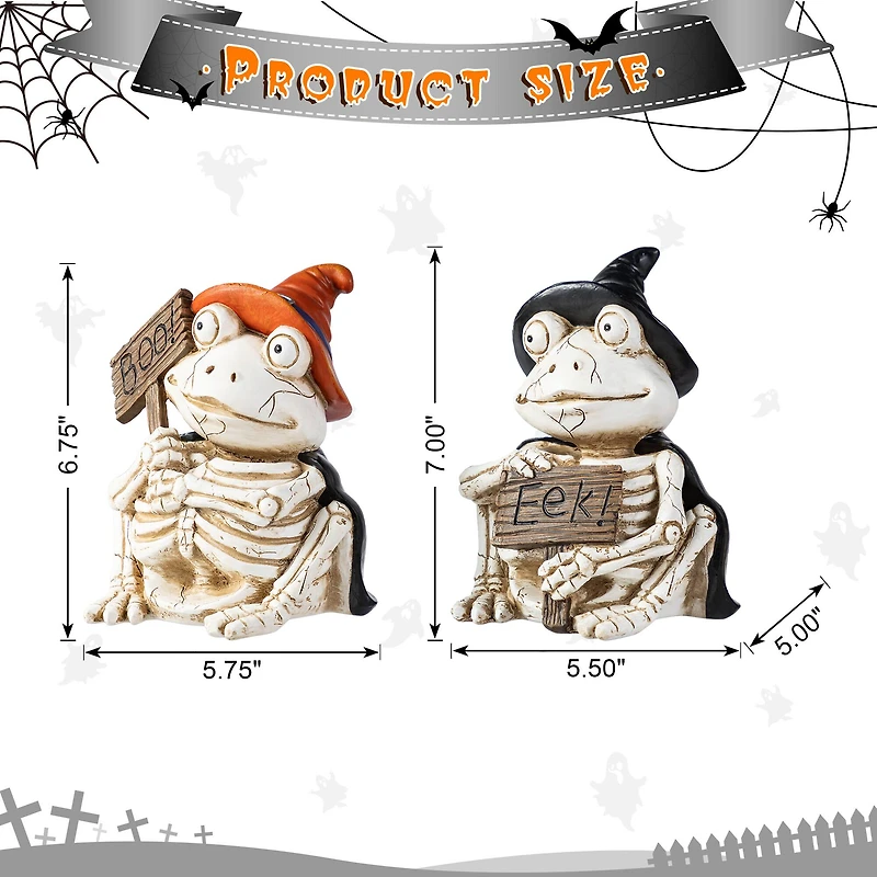 Glitzhome® 7"H Halloween Resin Skeleton Frogs Table Decor Set