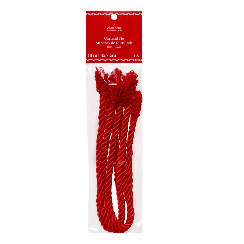 18" Red Rope Garland Ties, 4ct.