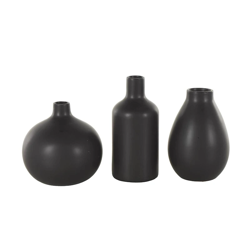 Black Minimal Ceramic Vase Set