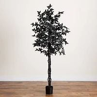 6ft. Artificial Halloween Black Maple Tree with Natural Trunk