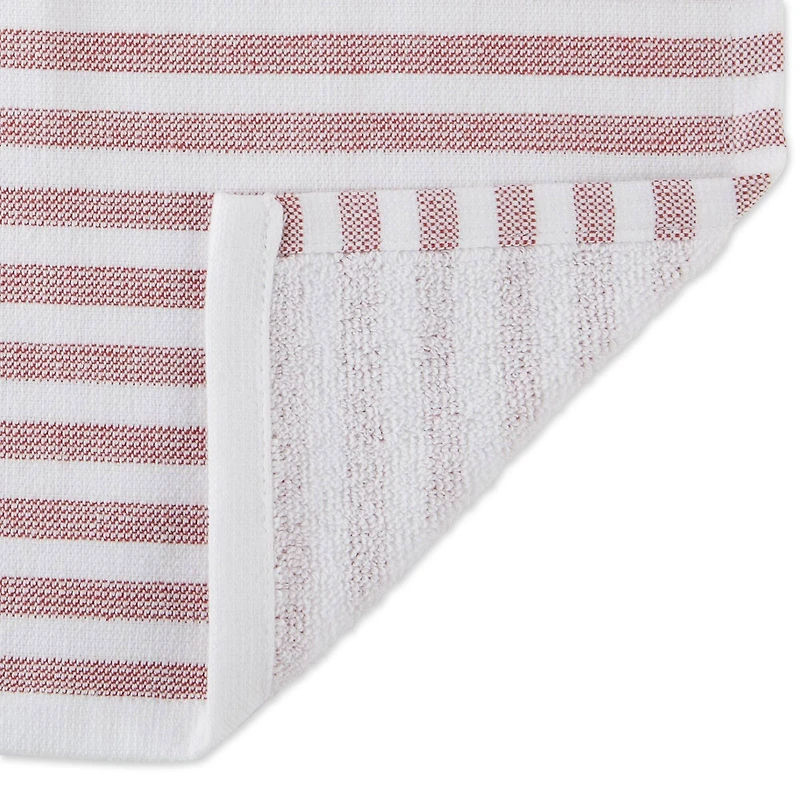 DII® Barn Red Nautical Stripe Terry Dishtowels, 3ct.