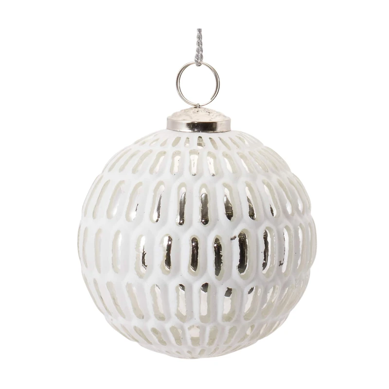 4" Frosted Glass Ball Ornament Set