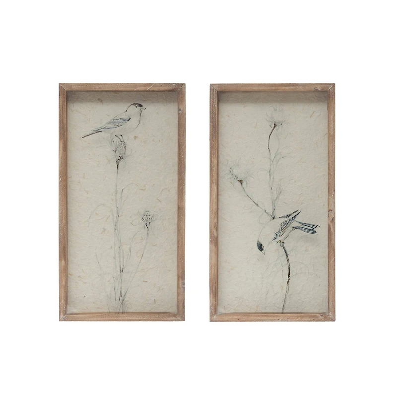 Hello Honey® 19" Wood Shadowbox Frame Birds on Branches Wall Décor, 2ct.