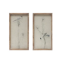 Hello Honey® 19" Wood Shadowbox Frame Birds on Branches Wall Décor, 2ct.