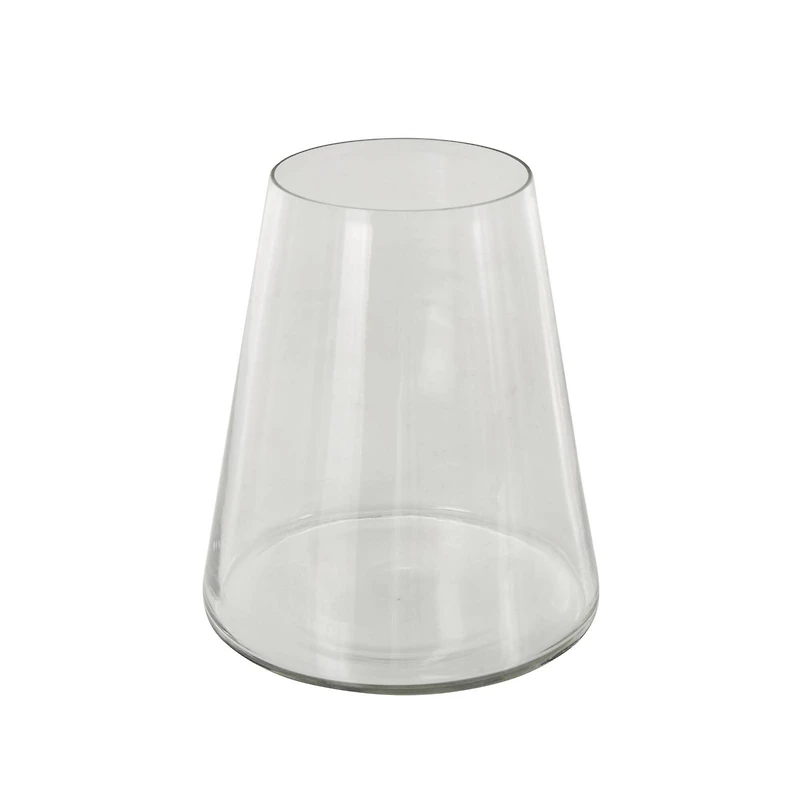 8.5" Clear Glass Wide Cone Shaped Decorative Vase