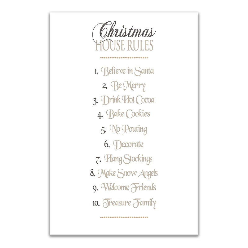 Christmas House Rules Canvas Wall Art