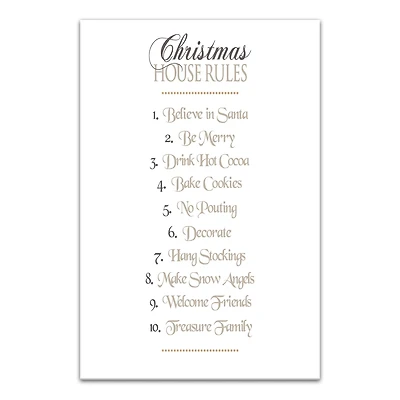 Christmas House Rules Canvas Wall Art