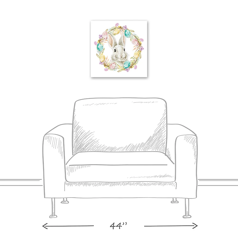 Easter Bunny Wreath 16" x 16" Canvas Wall Art